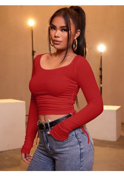 Kadın Kırmızı Kaşkorse Kumaş Bluz modelleri