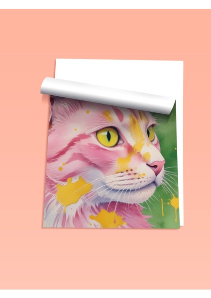Çerçevesiz Poster, Renkli Kedi – Stilize Hayvan Illüstrasyonu, Genç Odası Dekoru Poster No: 109731 fiyatları