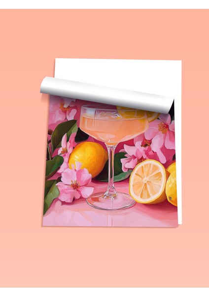 Çerçevesiz Poster, Limonlu Kokteyl ve Çiçekler, Mutfak Dekoru Poster No: 110161 fiyatları