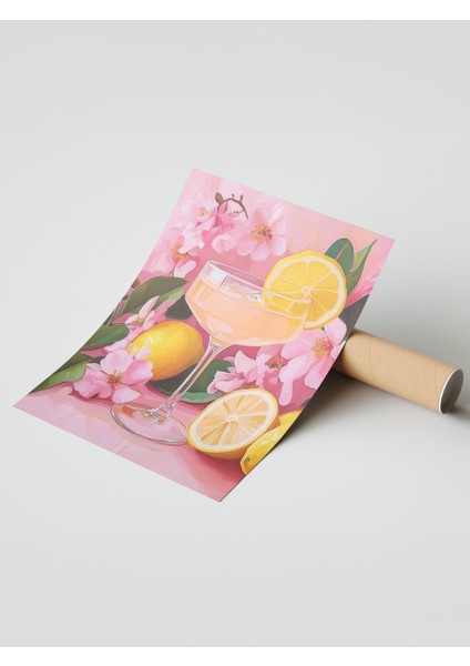 Çerçevesiz Poster, Limonlu Kokteyl ve Çiçekler, Mutfak Dekoru Poster No: 110161 modelleri
