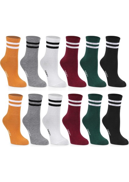 Karışık Renk Çizgili Kolej Tenis Çorabı 6lı fiyatları