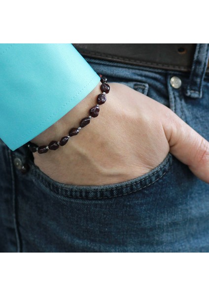 Makrome Örgülü Naturel Kesim Lal Doğaltaş Erkek Bileklik modelleri