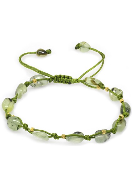 Makrome Örgülü Naturel Kesim Dorika Top Detaylı Prinayt Doğaltaş Kadın Bileklik