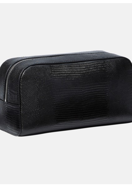Siyah Traş Çantası Lızard Embossed Washbag/Dopp Kıt fiyatları