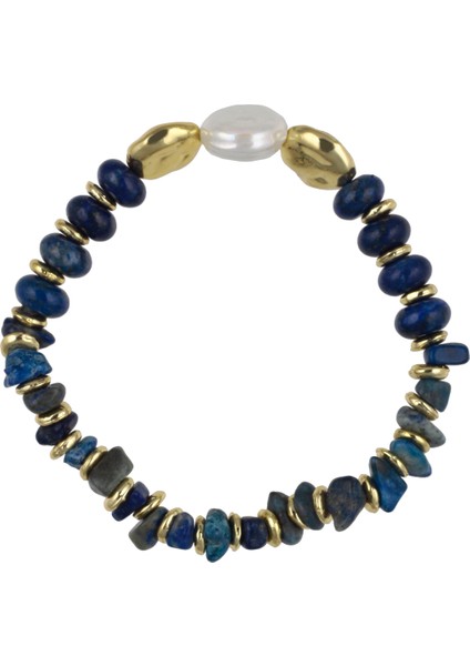 %70 Lapis, %10 Çinko, %10 Demir, %10 Pirinç Mavi - Beyaz Bileklik Asra Bracelet