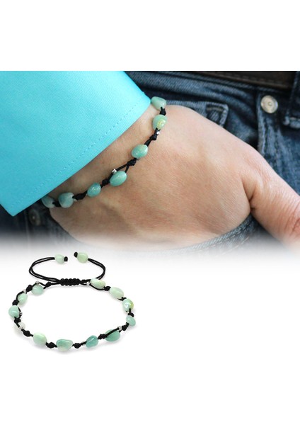 Makrome Örgülü Naturel Kesim Dorika Top Detaylı Amazonit Doğaltaş Erkek Bileklik fiyatları