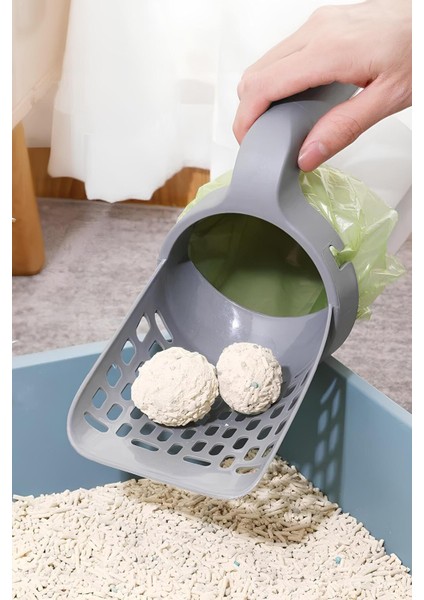 Elekli Poşet Hazneli Kedi Kum Temizleme Küreği Kaka Poşeti Hediyeli Kum Küreği modelleri