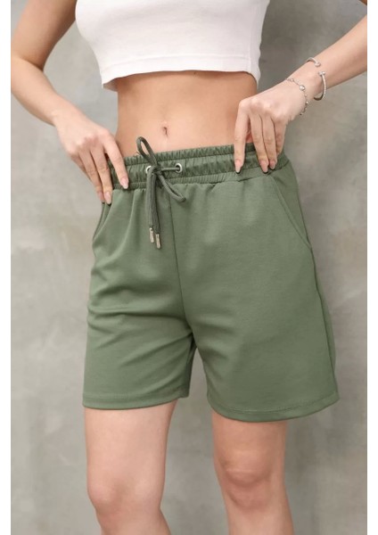 Osy Modal Yumuşak Dokulu Kumaş Kadın Kısa Şort - Haki fiyatları