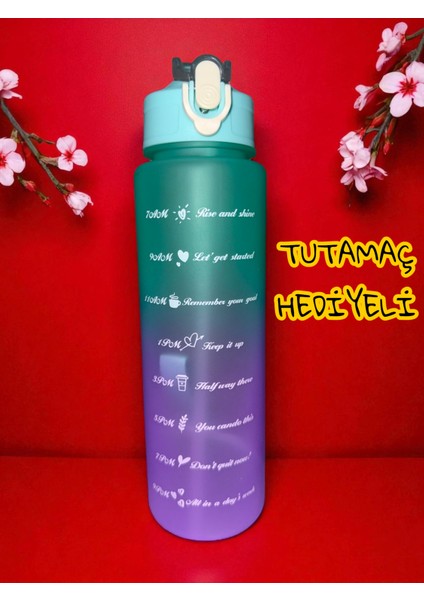 Motivasyon Su Matarası Sporcu Matarası Suluk 900 ml Tutamaç Hediyeli