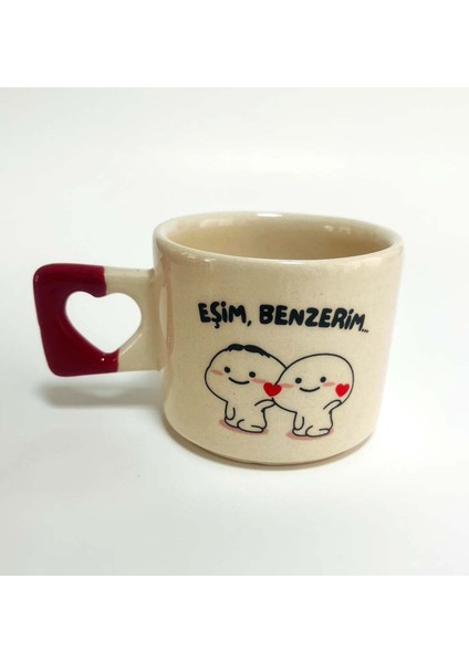Eşim, Benzerim Baskılı Kalp Kulplu Kupa