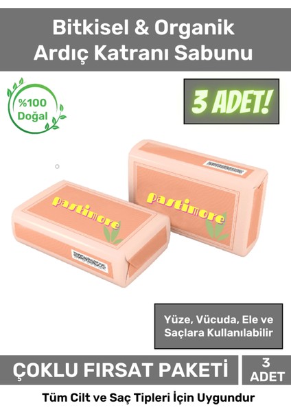 3'lü Fırsat Paketi %100 Doğal Bitkisel El Saç Yüz Vücut Için Orijinal Ardıç Katranı Sabunu fiyatları