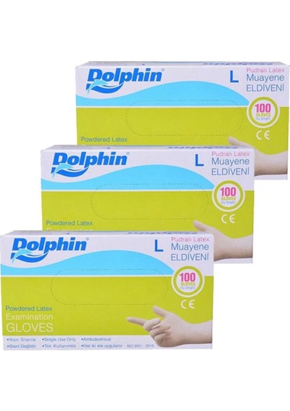 Pudralı Lateks Eldiven 3lü Set (Large) (3X100)