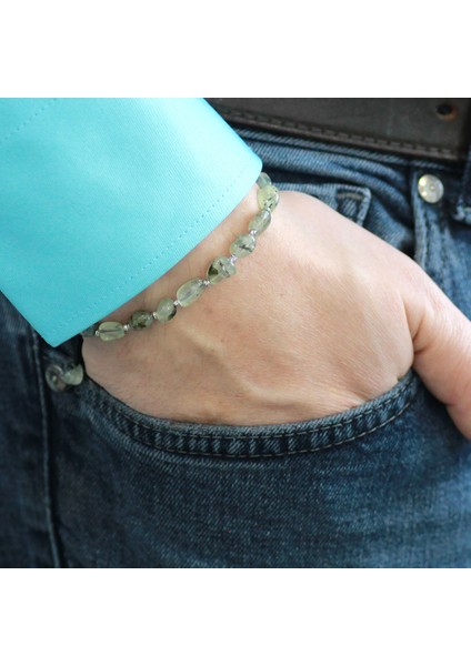 Makrome Örgülü Naturel Kesim Prinayt Doğaltaş Erkek Bileklik modelleri