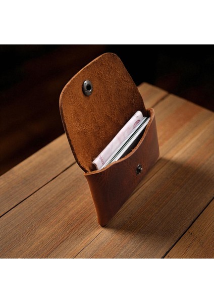 Hakiki Deri Kartlık Cüzdan, Minimal, El Yapımı, Çıtçıtlı Dikişsiz Tasarım Kartlık Taba fırsatları