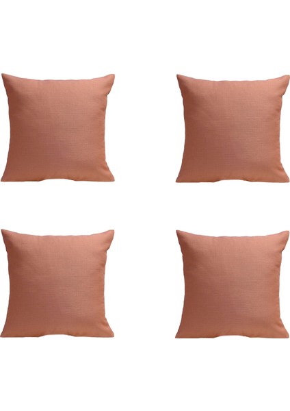 4'lü Keten Görünümlü Kırlent Kılıfı Somon