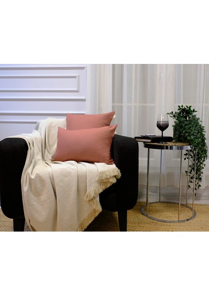 4'lü Keten Görünümlü Kırlent Kılıfı Somon indirimleri