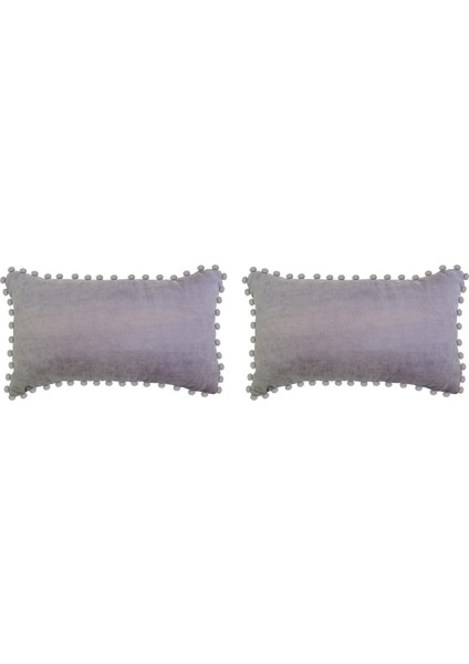 2'li Kadife Dokulu Ponponlu Kırlent Kılıfı Koyu Gri fiyatları