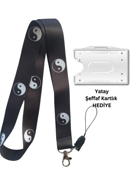 Yin Yang Kart Askısı Yaka Kartı Boyun Askı Ipi Telefon Askısı Yatay Dikey Kart Koruyucu
