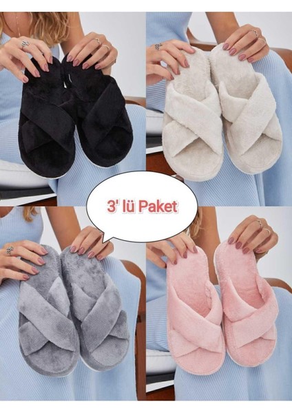 3'lü Paket Çapraz Terlik Ev Terliği Çeyiz Bohça Seti