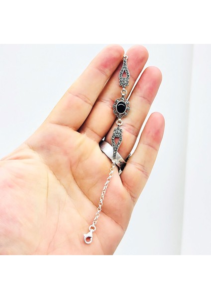 Zirkon ve Oltu Taşı Işçilikli 925 Ayar Gümüş Bileklik fiyatları