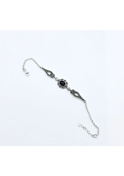 Zirkon ve Oltu Taşı Işçilikli 925 Ayar Gümüş Bileklik modelleri