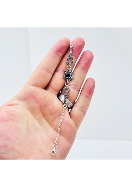 Gül Model Oltu Taşı Işçilikli 925 Ayar Gümüş Bileklik modelleri