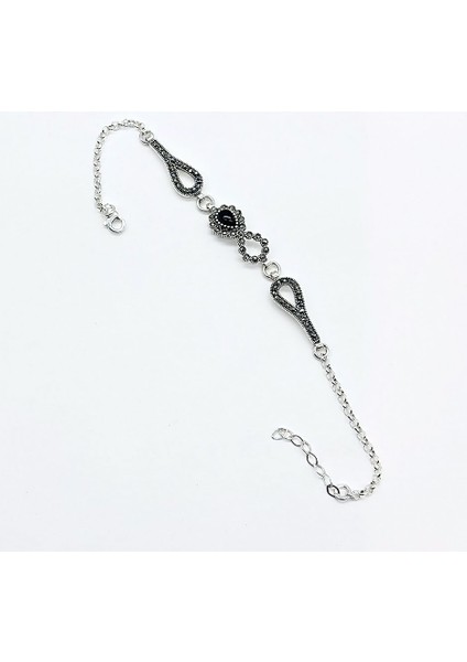 Damla Model Oltu Taşı Işçilikli 925 Ayar Gümüş Bileklik fiyatları