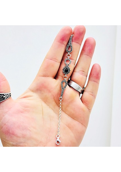 Damla Model Oltu Taşı Işçilikli 925 Ayar Gümüş Bileklik modelleri