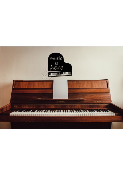 Music Is Here Piano Müzik Ahşap Mdf Dekoratif Tablo
