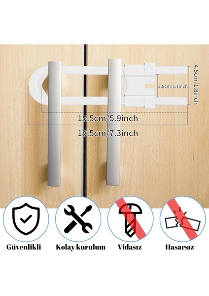 Montajsız 2 Adet Raylı Dolap Kilidi Çocuk Bebek Güvenliği Emniyet Kilidi Çocuk Bebek Güvenlik fiyatları