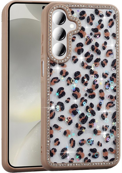 Samsung Galaxy A55 Kılıf Taşlı ve Sim Süsleme Tasarımlı Azra Premium Sert Silikon Kapak