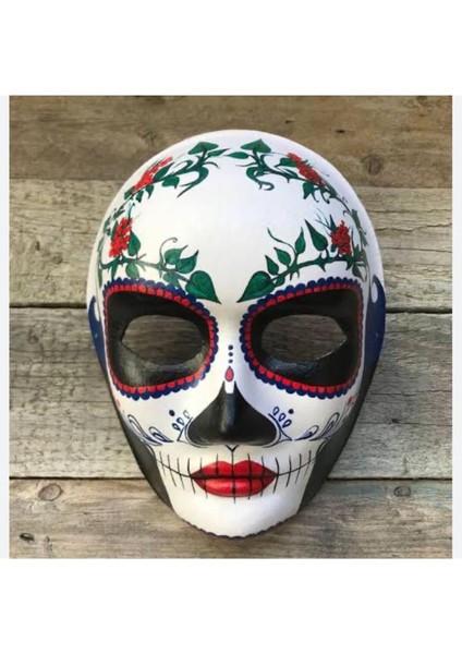 5 Adet Karton Maske , 12 Renk Akrilik Boya , Resim Fırçası , Resim Paleti , Lastikli Misina modelleri