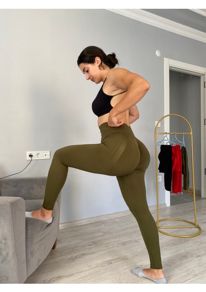 Kalçası Büzgülü Ekstra Push Up Etkili Seamless Toparlayıcı Tayt modelleri