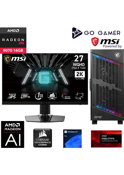 S1090DK Intel Core I9 14900KF / 128GB 6000MHZ Ddr5 Ram / 2tb Nvme SSD 7300-7000MB-SN Gen4 / Rx 9070 16GB / 360MM Sıvı Soğutma / Msı 27" 2k 180Hz / Windows 11 Pro Masaüstü Bilgisayar