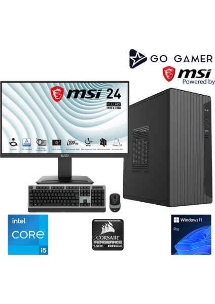 S164D Intel Core I5 10400F / 16GB 3200MHZ / 1tb Nvme SSD 5000-3600MB-SN Gen4 / GT730 / Msı 24" 100Hz. / Windows 11 Pro Masaüstü Bilgisayar
