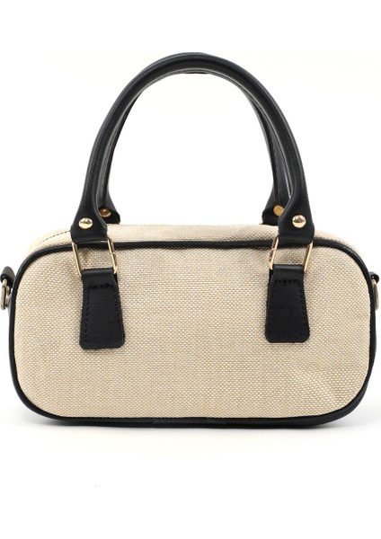 Hasır / Siyah SHK207 Suni Deri Charm Detaylı Fermuarlı Ayarlanabilir Askılı El, Kol ve Omuz Çantası modelleri