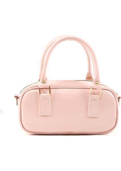 Şeker Pembesi SHK207 Suni Deri Charm Detaylı Fermuarlı Ayarlanabilir Askılı El, Kol ve Omuz Çantası U:14 E:24 G:8 cm modelleri