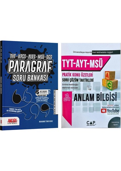 Tyt Ayt Msü Anlam Bilgisi ve Akm Paragraf Soru Bankası Seti 2 Kitap