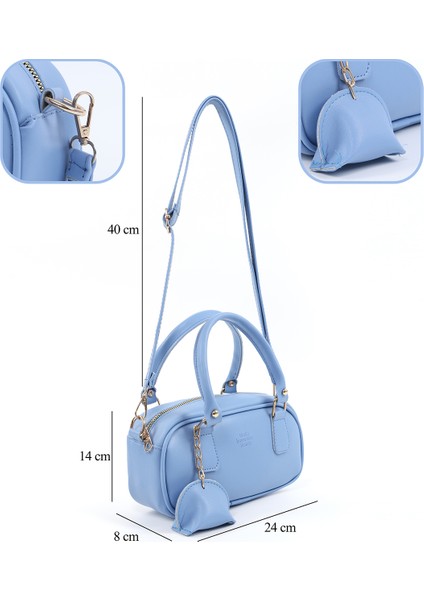 Mavi SHK207 Suni Deri Charm Detaylı Fermuarlı ,askılı El, Kol ve Omuz Çantası fırsatları