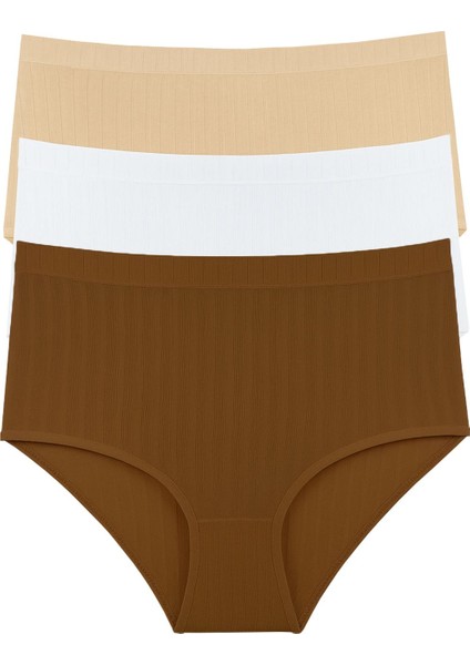 Kadın Fitilli Soft Renkler 3 Lü Yüksek Bel Külot Set - KTS4054 fiyatları