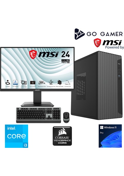 S97D Intel Core I3 12100 16GB Ddr5 5200MHZ 1tb SSD Msı 24" / Windows 11 Pro Masaüstü Bilgisayar
