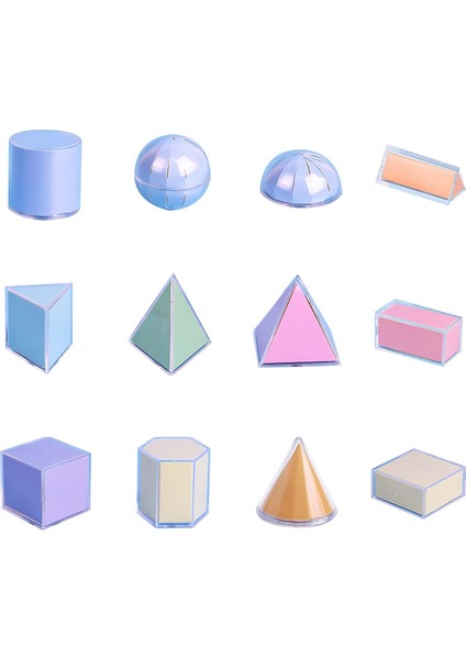 3D Geometrik Katılar Geometrik Şekiller Blok Seti Desen Blokları, Montessori (Yurt Dışından)