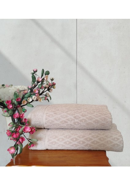 %100 Pamuklu Fulya Banyo Takımı 1 Adet 50X90 cm ve 1 Adet 90X150 cm Boy Havlusu