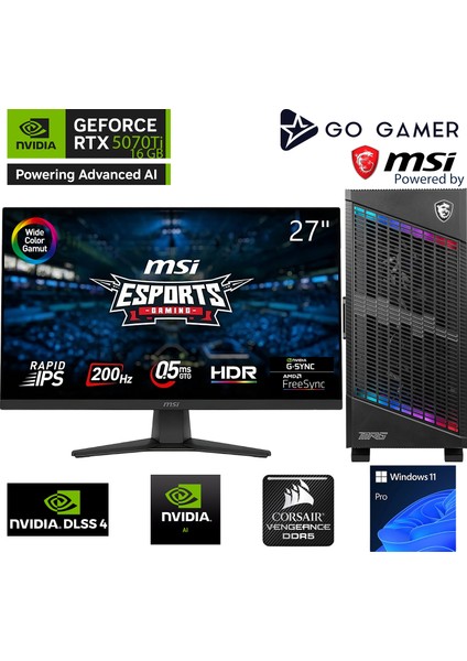 S1009DK Intel Core I7 14700KF / 64GB 6000MHZ Ddr5 / 2tb Nvme SSD 7300-7000MB-SN Gen4 / RTX5070TI 16 / 360MM Sıvı Soğutma / Msı 27" 200Hz / Windows 11 Pro Masaüstü Bilgisayar