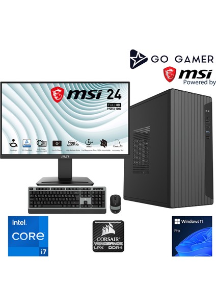 S606D Intel Core I7 13700F / 32GB 3200MHZ / 1tb Nvme SSD 5000-3600MB-SN Gen4 / RX550 4gb / Msı 24" 100Hz / Windows 11 Pro Masaüstü Bilgisayar