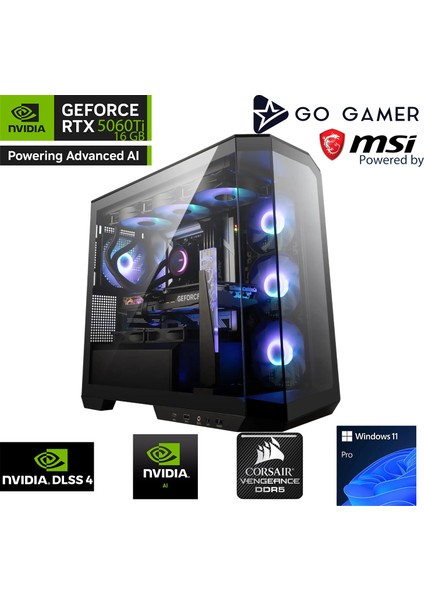 S951P Intel Core I7 14700F / 64GB 6000MHZ Ddr5 / 2tb Nvme SSD 6000-5000MB-SN Gen4 / RTX5060TI 16GB / 360MM Sıvı Soğutma / Windows 11 Pro Masaüstü Bilgisayar