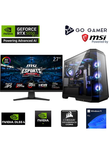 S921DP Intel Core I7 14700KF / 64GB 5200MHZ Ddr5 / 2tb Nvme SSD 6000-5000MB-SN Gen4 / RTX5050 8gb / 240MM Sıvı Soğutma / Msı 27" 200Hz / Windows 11 Pro Masaüstü Bilgisayar