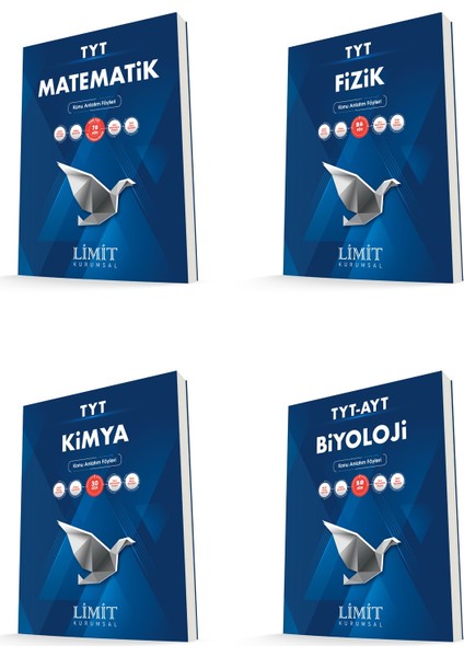 Limit Kurumsal Tyt Matematik + Fizik + Kimya + Biyoloji Konu Anlatım Föyleri Seti 4 Kitap