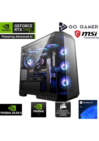 S929P Intel Core I7 14700KF / 32GB 5200MHZ Ddr5 / 1tb Nvme SSD 5000-3600MB-SN Gen4 / RTX5060 8gb / 240MM Sıvı Soğutma / Windows 11 Pro Masaüstü Bilgisayar