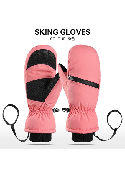 Kış Kayak Eldivenleri, Rüzgar Geçirmez ve Su Geçirmez Kısa Eldivenler, Kadife Dokunmatik Ekranlı Sıcak Spor Eldivenleri (Yurt Dışından)